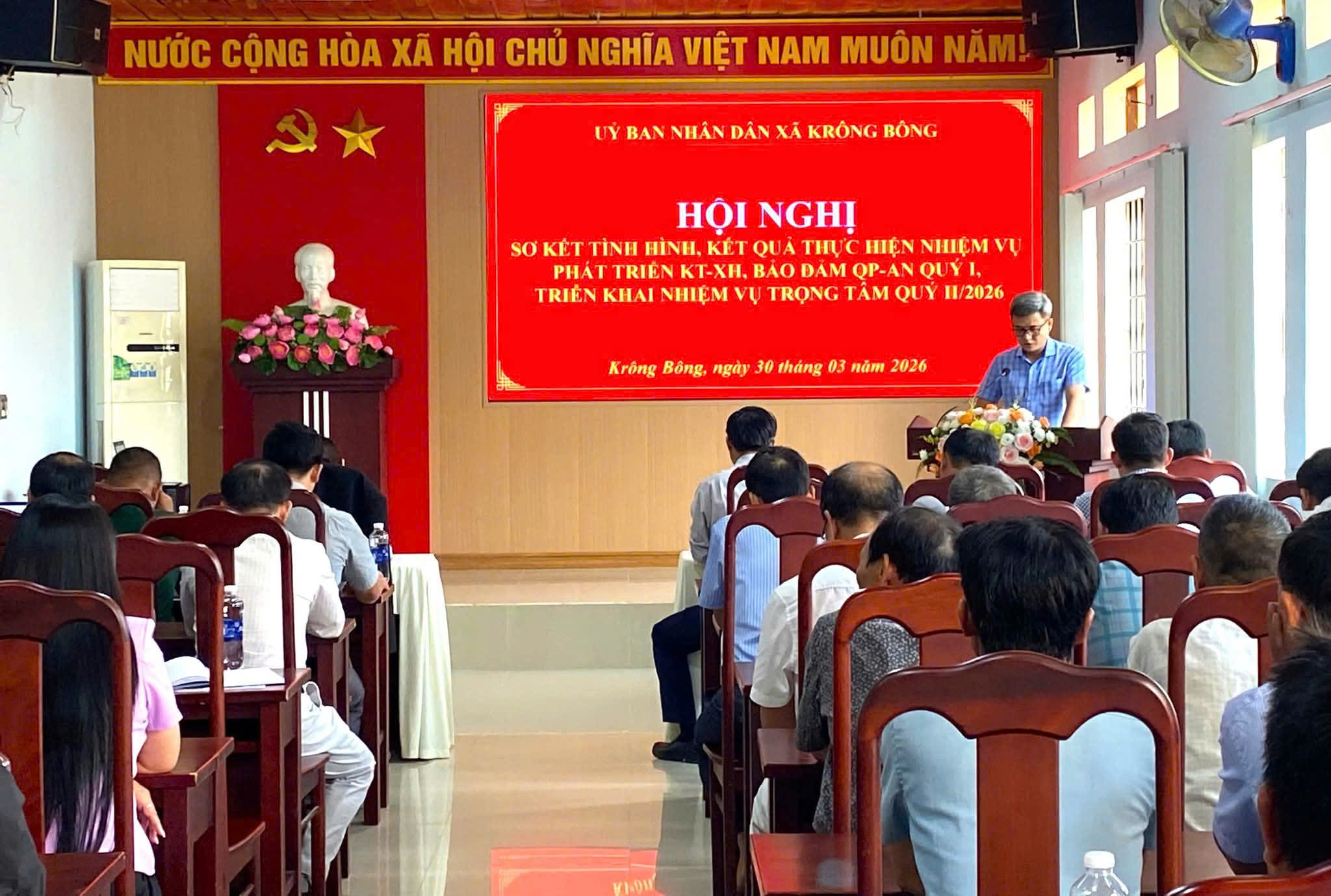 UBND xã Krông Bông hội nghị triển khai nhiệm vụ phát triển kinh tế - xã hội quý II năm 2026